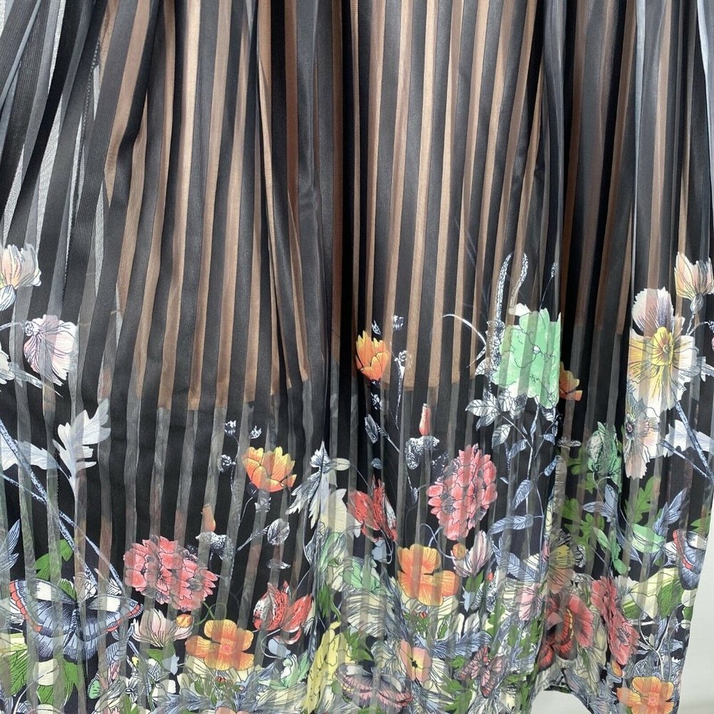 foxiedox One-Shoulder Floral Pleated Midi Dress in Black and Multicolor - Picture 8 of 12